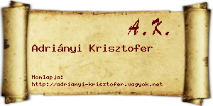 Adriányi Krisztofer névjegykártya